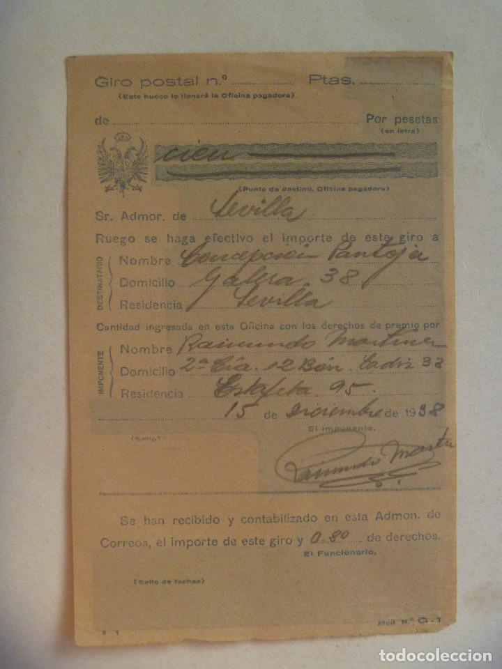 Militaria: GUERRA CIVIL: RECIBO GIRO POSTAL DESDE 2&ordf; CIA , 12 BON. DEL RGTO. CADIZ 33, ESTAFETA 95 . 1938