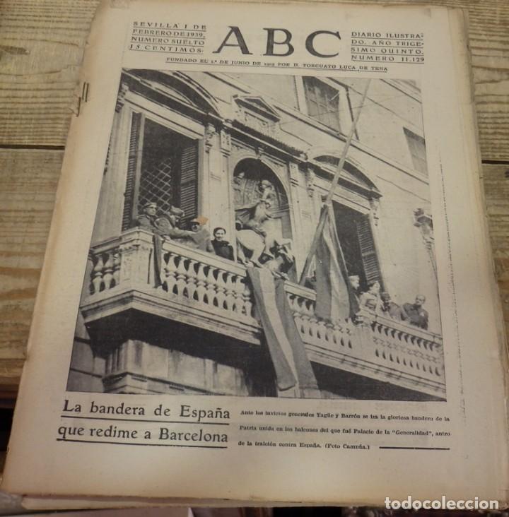 Militaria: ABC 1 de FEBRERO de 1939, SEVILLA,22 PAGINAS,LIBERACION DE BARCELONA, GERONA, PARTE DE GUERRA,ETC