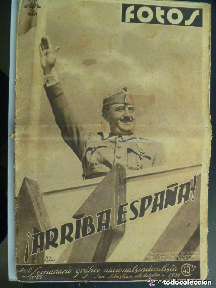 Militaria: REVISTA FOTOS, SEMANARIO GRAFICO NACIONAL-SINDICALISTA, 1938: DESPEDIDA TROPAS ITALIANAS, ETC