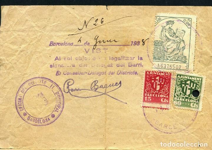 Militaria: GUERRA CIVIL, VI&Ntilde;ETA, FISCAL, DOCUMENTO, AYUNTAMIENTO DE BARCELONA, 1938