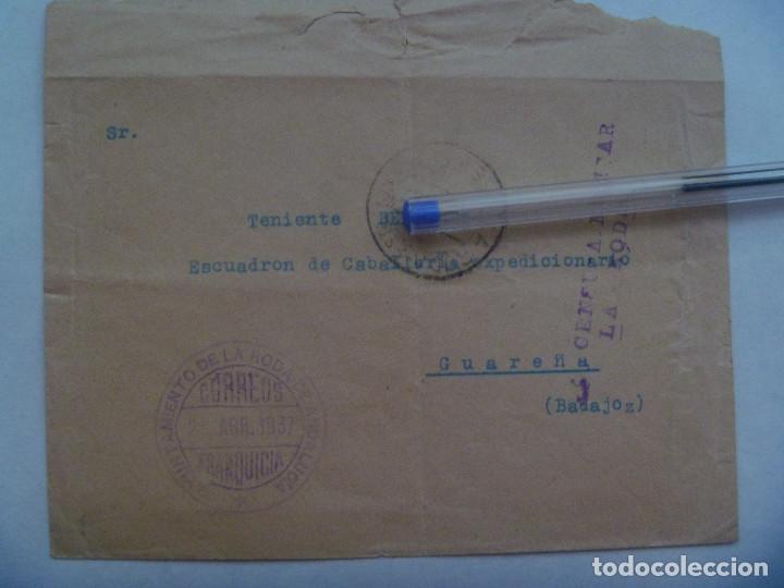 Military Antiques: GUERRA CIVIL: CARTA DE LA RODA A TENIENTE CABALLERIA EXPEDICIONARIA EN GUARE&Ntilde;A ( BADAJOZ ), 1937
