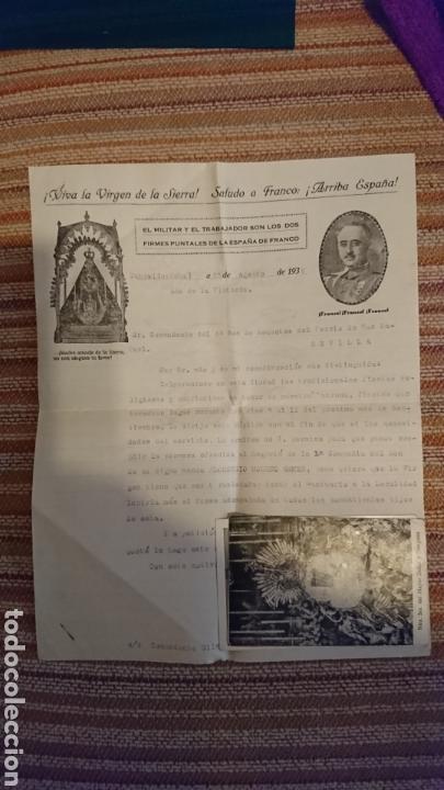 Militaria: Carta del Hermano Mayor de la Virgen de la Sierra 1939