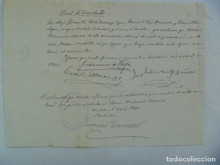 Militaria: POSTGUERRA CIVIL: AVAL CONDUCTA DE CIUDANO DE IGUALADA, FIRMA ALCALDE, ETC. IGUALADA ( LERIDA ) 1940
