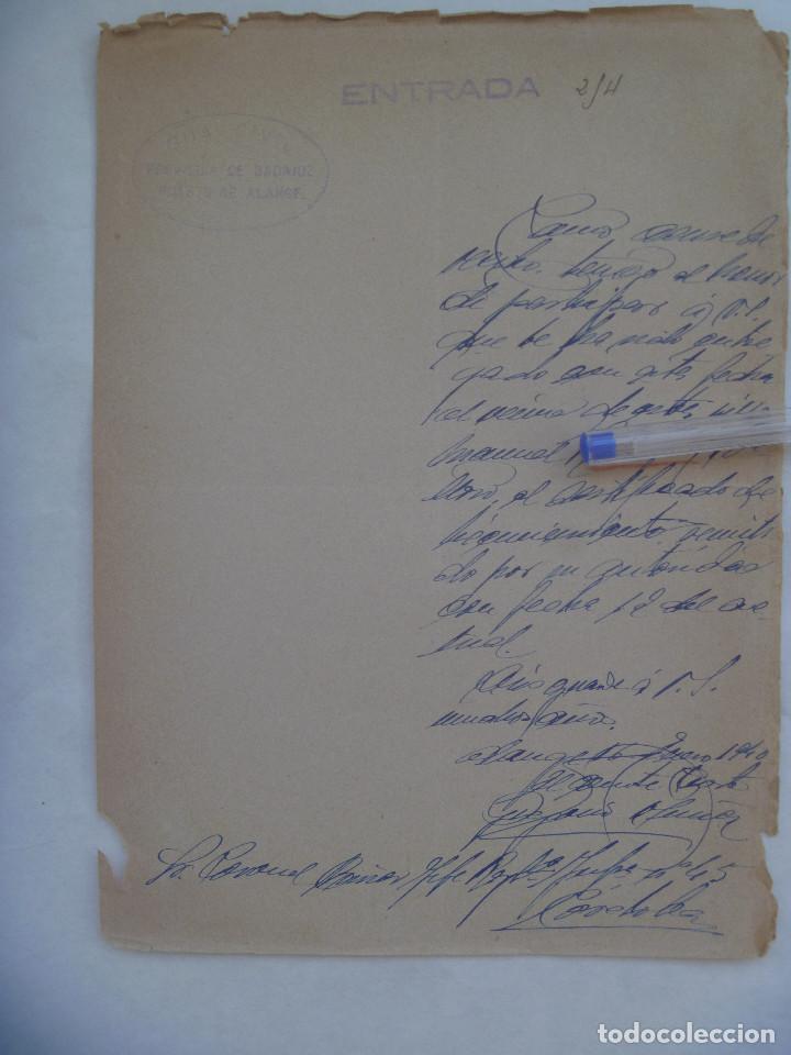 Militaria: POST GUERRA CIVIL - PUESTO GUARDIA CIVIL DE ALANGE ( BADAJOZ ): NOTA AL CORONEL RGTO. N&ordm; 45, CORDOBA