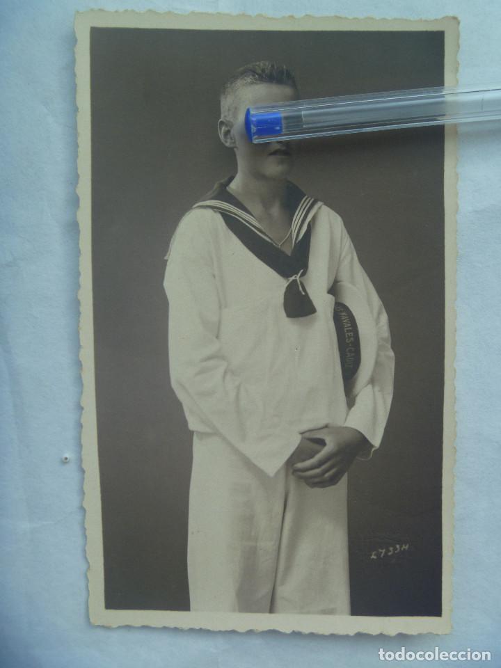 Militaria: GUERRA CIVIL: FOTO NI&Ntilde;O MARINERO DE FLECHAS NAVALES - CADIZ, CON LEPANTO. DE QUIJANO, SAN FERNANDO