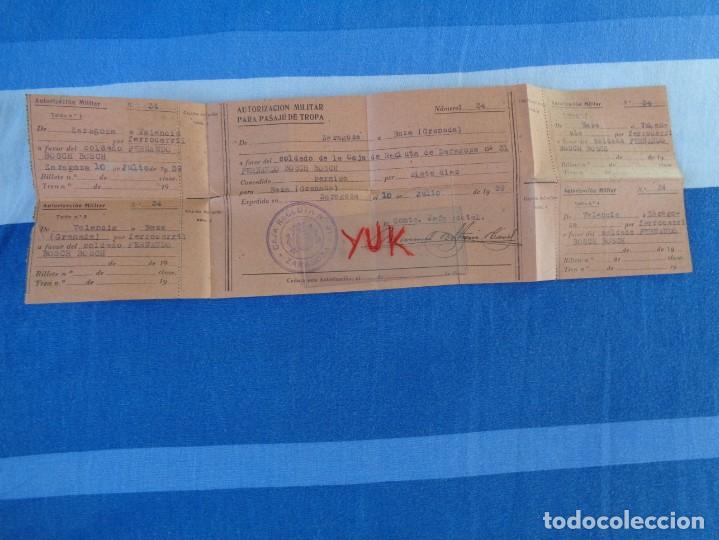Militaria: CURIOSO PERMISO MILITAR COMPLETO CON 4 AUTORIZACIONES PARA DISTINTOS VIAJES - JULIO 1939 - RARO