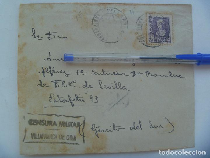 Militaria: GUERRA CIVIL: CARTA DE VILLAFRANCA DE ORIA (GUIPUZCOA) A SEVILLA. VI&Ntilde;ETA CALA&Ntilde;AS Y JOSE ANTONIO.