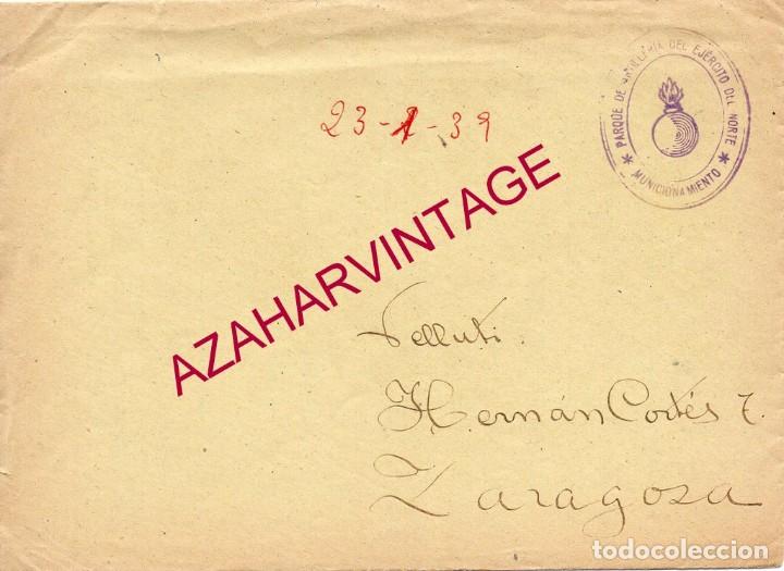 Militaria: MONTBLANCH, 1939, CARTA CIRCULADA A ZARAGOZA, SELLO DEPOSITO MONTBLANCH MUNICIONAMIENTO