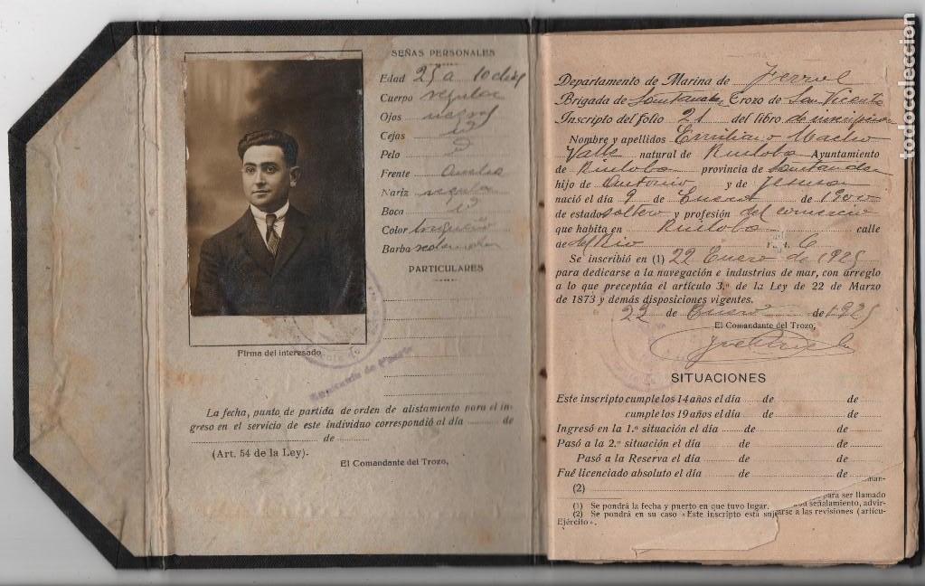 Militaria: EDICION OFICIAL, LIBRETA D INSCRIPCION MARITIMA, A&Ntilde;O 1925, VER FOTOS