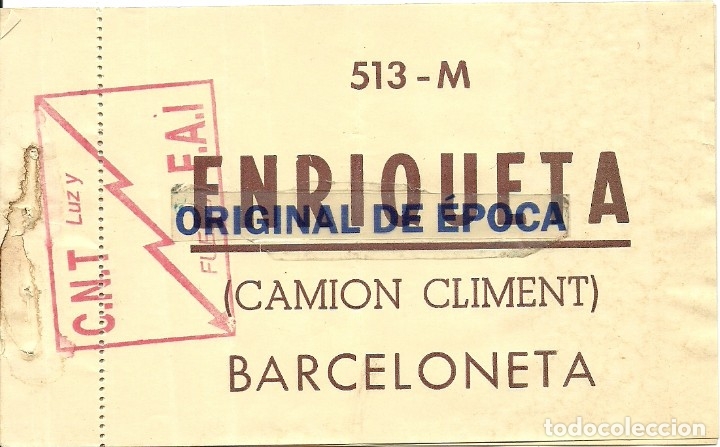 Military Antiques: (GC-557) C.N.T.-F.A.I.LUZ Y FUERZA CAMION CLIMENT
