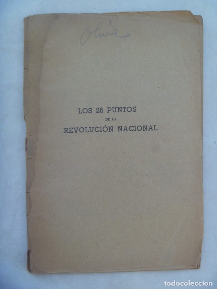 Militaria: GUERRA CIVIL- FALANGE : LOS 26 PUNTOS DE LA REVOLUCION NACIONAL