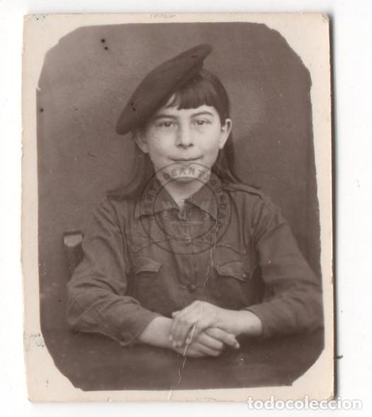 Militaria: FOTOGRAFIA ORIGINAL TIPO CARNET, CHICA DE LA FALANGE, CAMISA AZUL, EPOCA DE LA GUERRA CIVIL, R.19616
