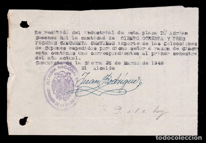 Military Antiques: *** RECIBO DE CUPONES PARA EL RACIONAMIENTO 1948 CONQUISTA DE LA SIERRA (C&Aacute;CERES) ***