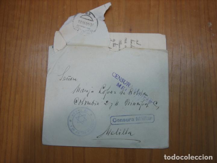 Militaria: Carta guerra civil espa&ntilde;ola. Censura militar .Melilla