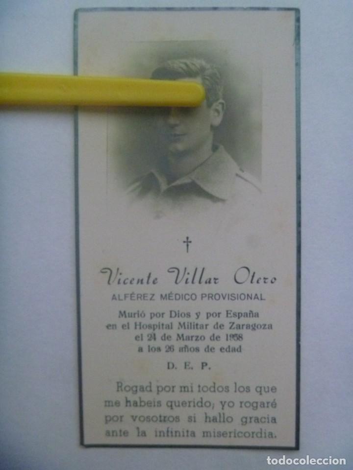 Militaria: GUERRA CIVIL : RECORDATOIO  ALFEREZ MEDICO PROVISIONAL MUERTO POR ESPA&Ntilde;A EN ZARAGOZA EN 1938. FOTO