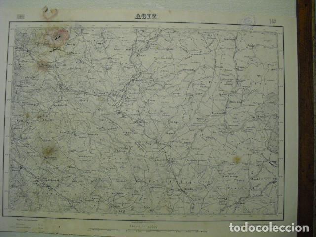 Militaria: MAPA DE AOIZ DEL EJERCITO NACIONAL E 1:50000 SELLO DEL CUARTEL GENERAL DEL GENERAL&Iacute;SIMO