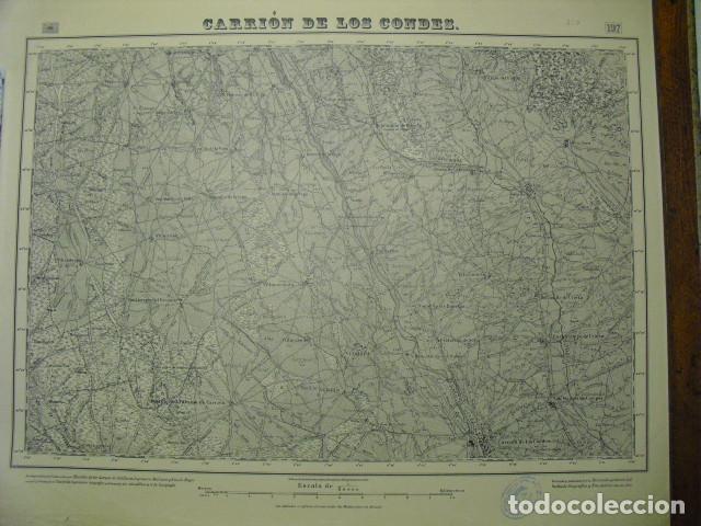 Militaria: MAPA DE CARRION DE LOS CONDES EJERCITO NACIONAL E 1:50000 SELLO DEL CUARTEL GENERAL DEL GENERAL&Iacute;SIMO
