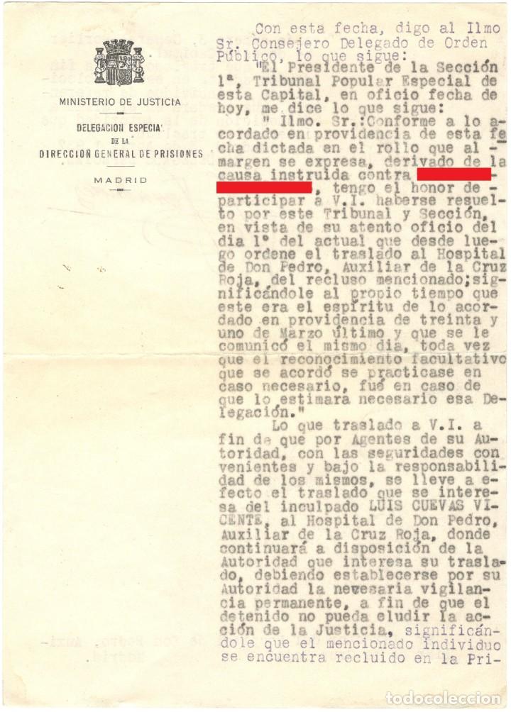 Military Antiques: TRASLADO DE PRISIONERO DE LA C&Aacute;RCEL DE GENERAL D&Iacute;EZ PORLIER A HOSPITAL - TRIBUNAL POPULAR 1937