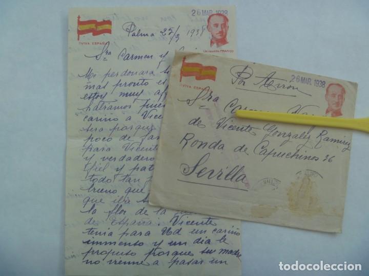 Military Antiques: GUERRA CIVIL : CARTA DE PALMA A SEVILLA A MADRE MARINERO MUERTO EN EL BALEARES, 1938
