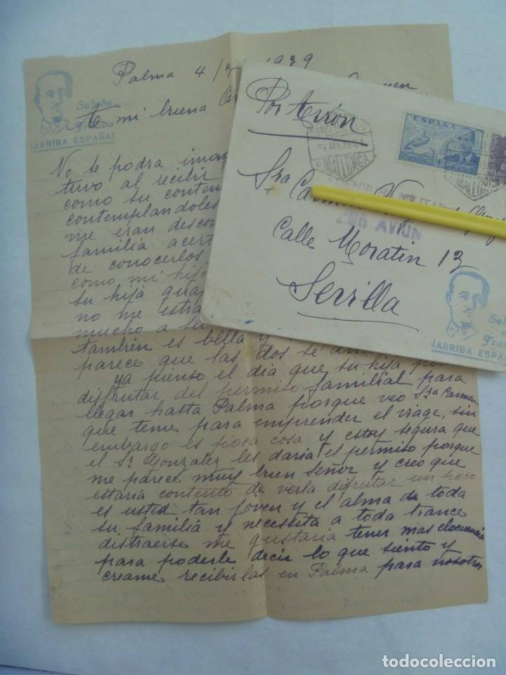 Military Antiques: GUERRA CIVIL : CARTA DE PALMA A SEVILLA A MADRE MARINERO MUERTO EN EL BALEARES, 1939
