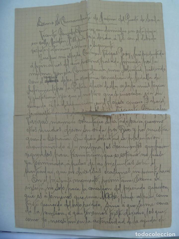 Military Antiques: GUERRA CIVIL : SOLICITUD DE MEDALLA SUFRIMIENTO A MADRE MARINERO MUERTO EN EL BALEARES, 1944