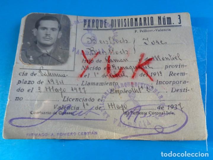 Militaria: CARNET DEL PARQUE DIVISIONARIO DE ARTILLERIA DE VALENCIA - MAYO 1937 -BANDO REPUBLICA - GUERRA CIVIL