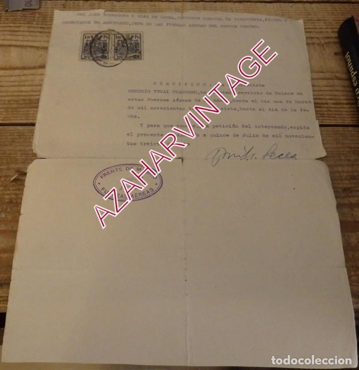 Military Antiques: GUERRA CIVIL, 1937, AVIACION, CERTIFICADO EXPEDIDO A UN ENLACE DE AVIACION, FIRMA DIAZ DE LECEA