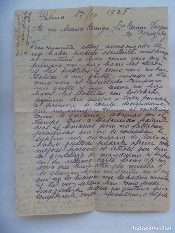 Militaria: GUERRA CIVIL : CARTA DE SE&Ntilde;ORA DE PALMA ( DE MALLORCA ) A AMIGA EN SEVILLA. 1938