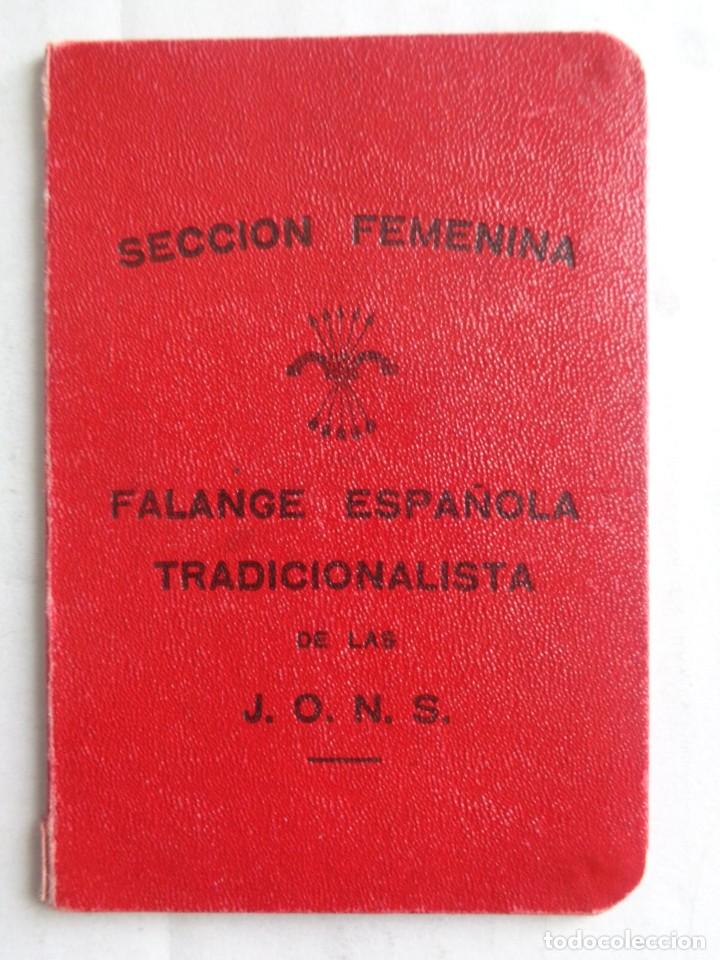 Militaria: Carnet de Falange Espa&ntilde;ola. Secci&oacute;n Femenina - Enfermera - 1937 - San Sebastian - guerra civil