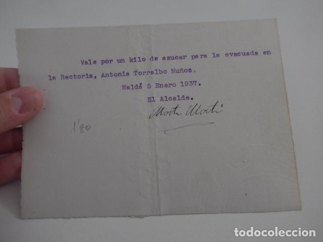Militaria: Antiguo vale republicano de malda ( lleida ) para evacuada en 1937, guerra civil, original.