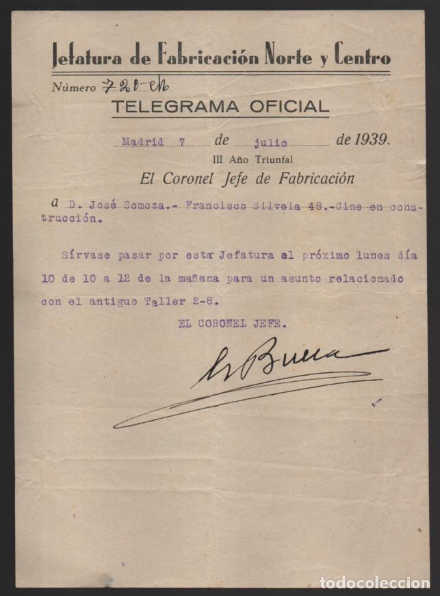Militaria: MADRID, EL CORONEL JEFE D FABRICACION-  A&Ntilde;O 1939, VER FOTO