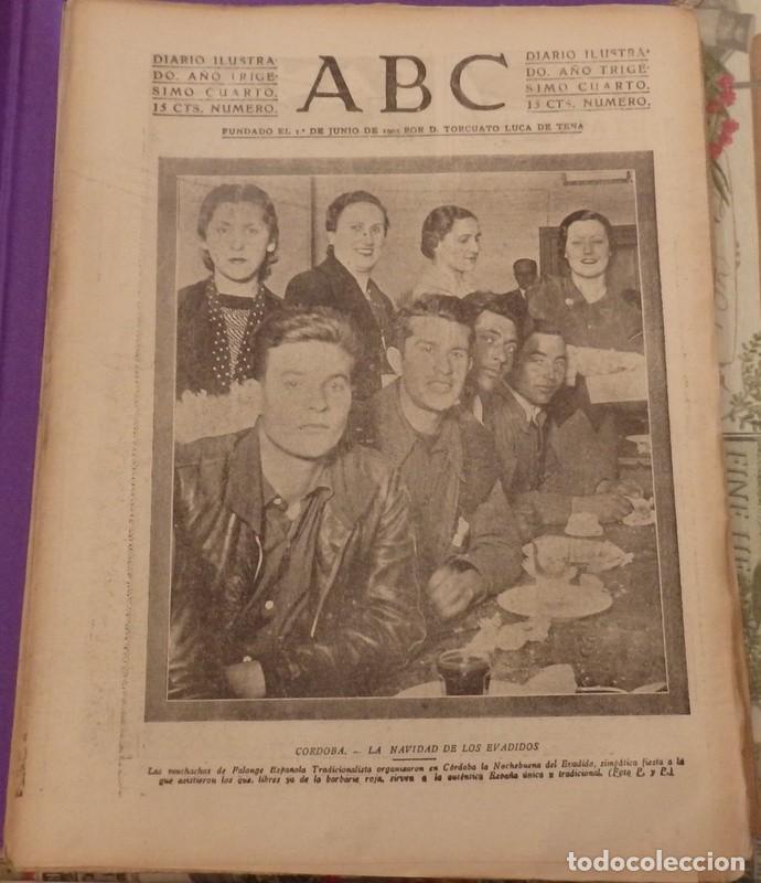 Militaria: ABC 7 DE ENERO DE 1938, SEVILLA,26 PAGINAS, PORTADA CORDOBA, LA NAVIDAD DE LOS EVADIDOS,TERUEL