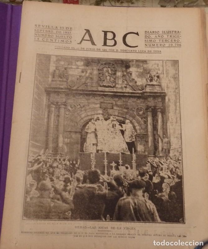 Militaria: ABC 23 DE SEPTIEMBRE DE 1937, 22 PAGINAS,BILBAO, LAS JOYAS DE LA VIRGEN, PARTE DE GUERRA,,ETC