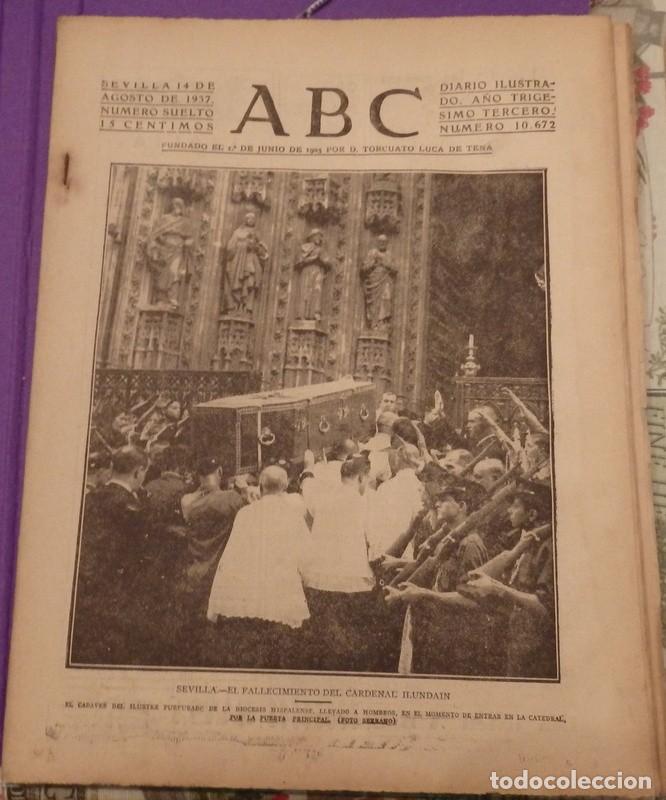Military Antiques: ABC 14 DE AGOSTO DE 1937, SEVILLA,22 PAGINAS.ENTIERRO CARDENAL ILUDAIN,ALMEDINILLA,PARTE DE GUERRA,