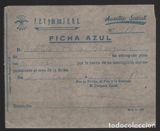 Militaria: FUENTE DE CANTOS- FICHA AZUL- F,E,T, J.O.N.S. VER FOTO