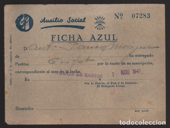 Militaria: FUENTE DE CANTOS- FICHA AZUL- F,E,T, J.O.N.S. VER FOTO