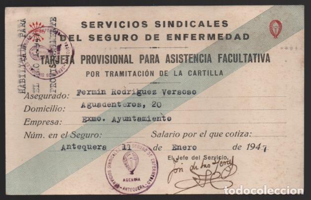 Militaria: ANTEQUERA,- MALAGA- CARTILLA SERVICIOS SINDICALES, VER FOTOS