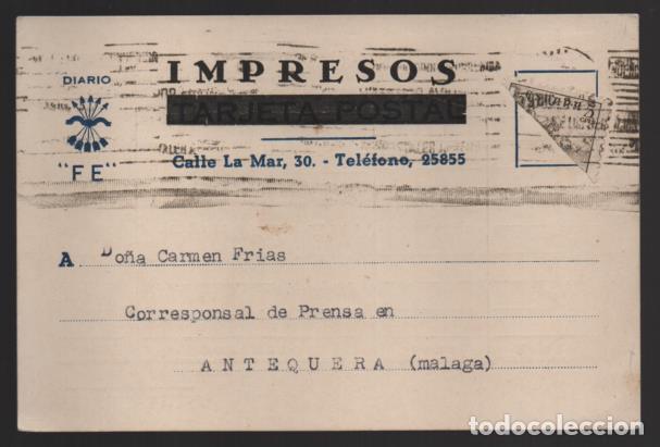 Militaria: ANTEQUERA,- MALAGA- DIARIO. F.E, IMPRESOS, CORRESPONSAL DE PRENSA- VER FOTOS
