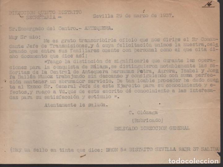 Militaria: SEVILLA- DIRECCION 5&ordm; DISTRITO A ANTEQUERA, VER FOTO