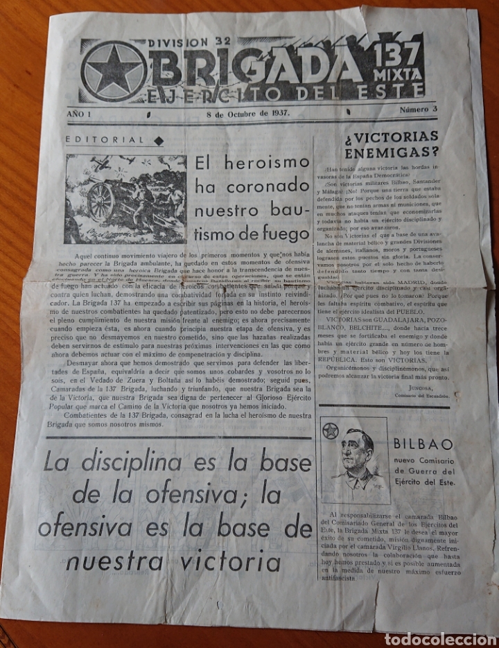 Military Antiques: Guerra civil, peri&oacute;dico republicano, brigada 137,ej&eacute;rcito del Este, original, ved fotos