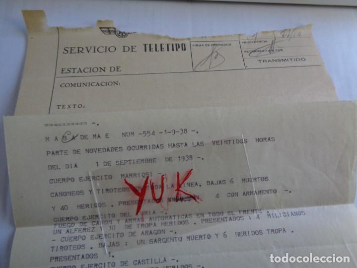 Militaria: GUERRA CIVIL - TELETIPO CON EL PARTE DE GUERRA - 1 SEPTIEMBRE 1938 - ORIGINAL