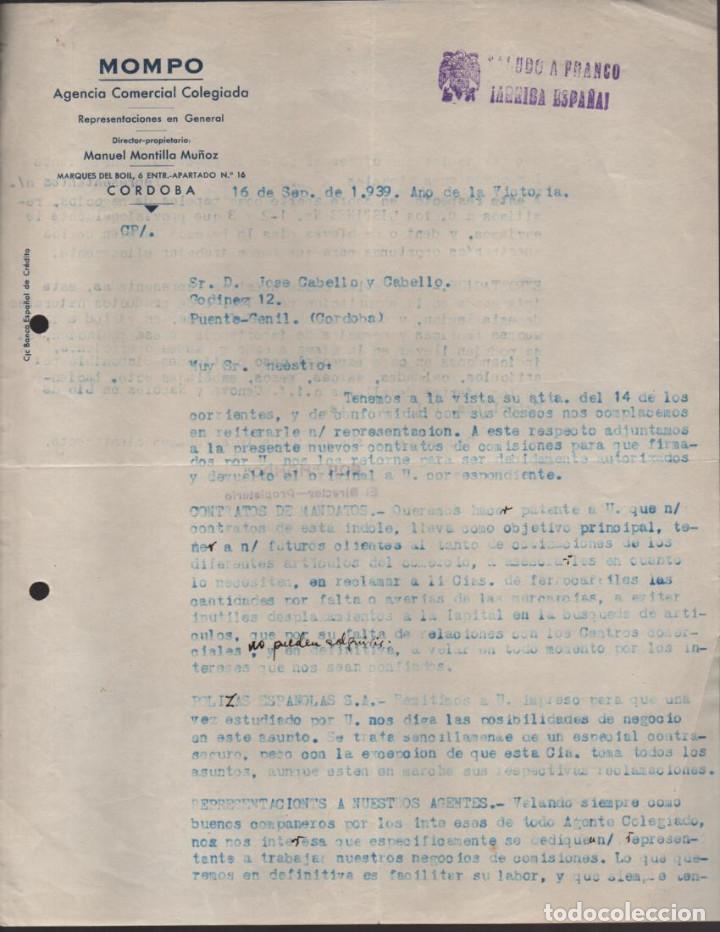 Military Antiques: CORDOBA- MOMPO -AGENCIA COMERCIAL COLEGIADA-- A&Ntilde;O 1939- VER FOTO