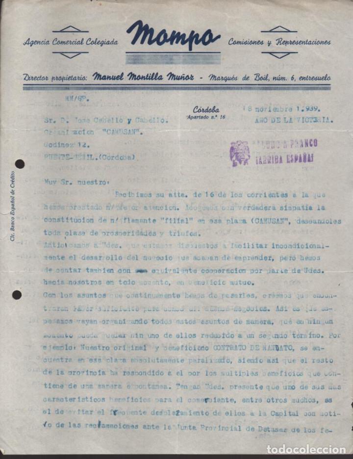 Military Antiques: CORDOBA- MOMPO -AGENCIA COMERCIAL COLEGIADA-- A&Ntilde;O 1939- VER FOTO