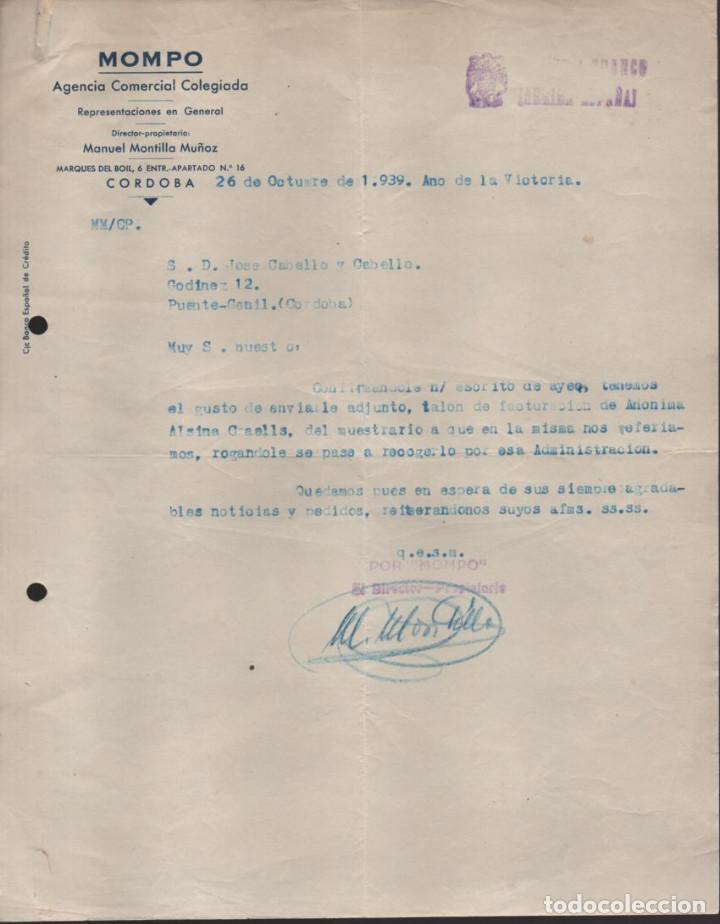 Military Antiques: CORDOBA.- MOMPO, AGENCIA COMERCIAL COLEGIADA-- A&Ntilde;O 1939- VER FOTO
