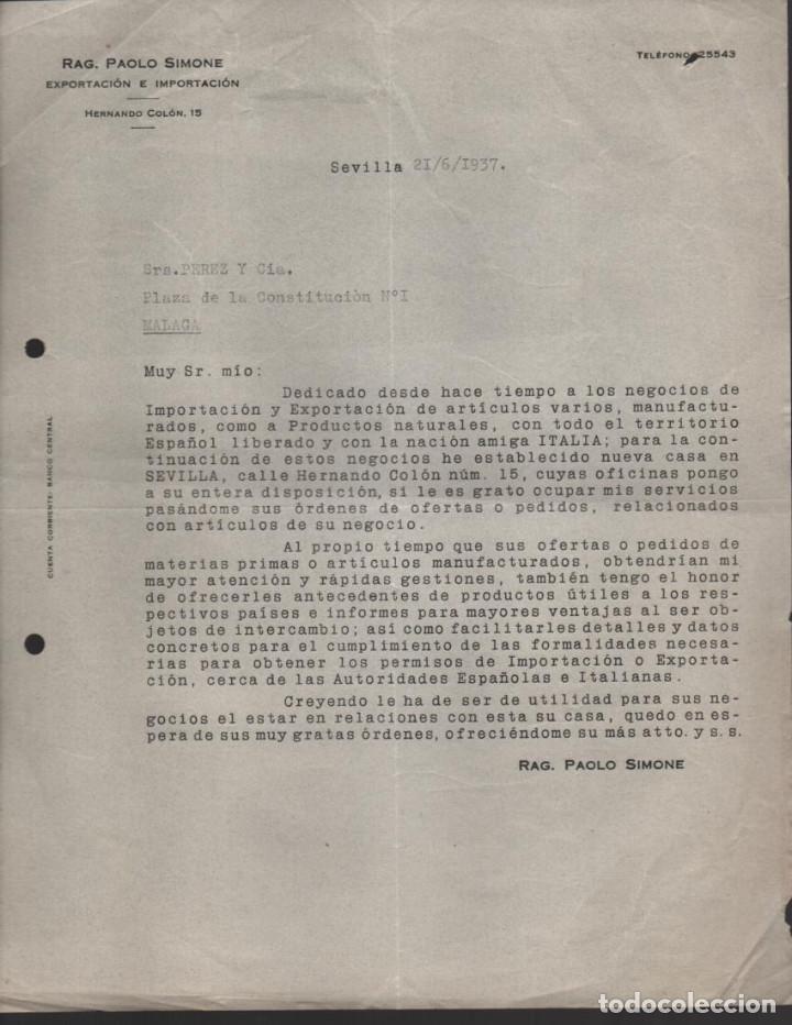 Military Antiques: SEVILLA,- RAG. PAOLO SIMONE- EXPORTACION E IMPORTACION- A&Ntilde;O 1937, VER FOTO