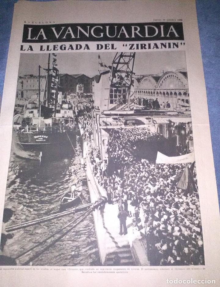 Militaria: La Vanguardia 15 octubre 1936,la llegada del Zirianin,catalanes en el sector de Avila