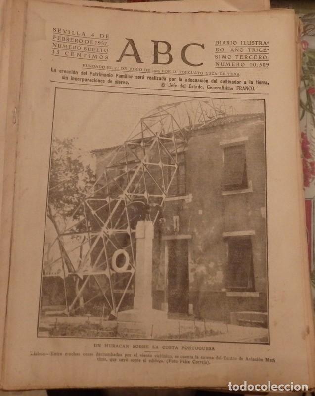 Militaria: ABC SEVILLA, 4 FEBRERO 1937, PARTE DE GUERRA, SAYA PARA LA MACARENA, CULTOS ESPERANZA DE TRIANA,ETC