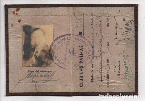 Military Antiques: CARNET,- CLUB LAS PALMAS-  TITULO SOCIO A&Ntilde;O 1942,- VER FOTOS