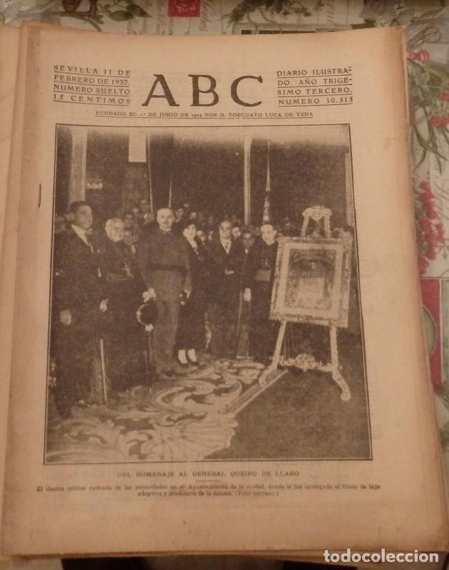 Militaria: ABC SEVILLA, 11 FEBRERO 1937, PARTE DE GUERRA, DERRIBO BUQUE EN ALMERIA,CORDOBA,ETC.18 PGS