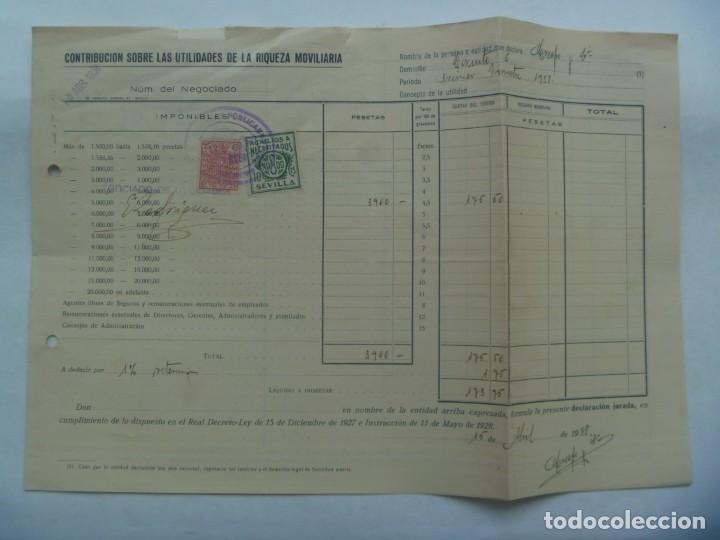 Military Antiques: GUERRA CIVIL : RECIBO CONTRIBUCION, VI&Ntilde;ETA REPUBLICA Y AUXILIO NECESITADOS SEVILLA. 1938